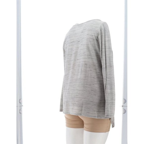 NWT DG2 BY DIANE GILMAN ASYMMETRIC STRIPED TOP HEATHER GRAY MEDIUM - Picture 6 of 13